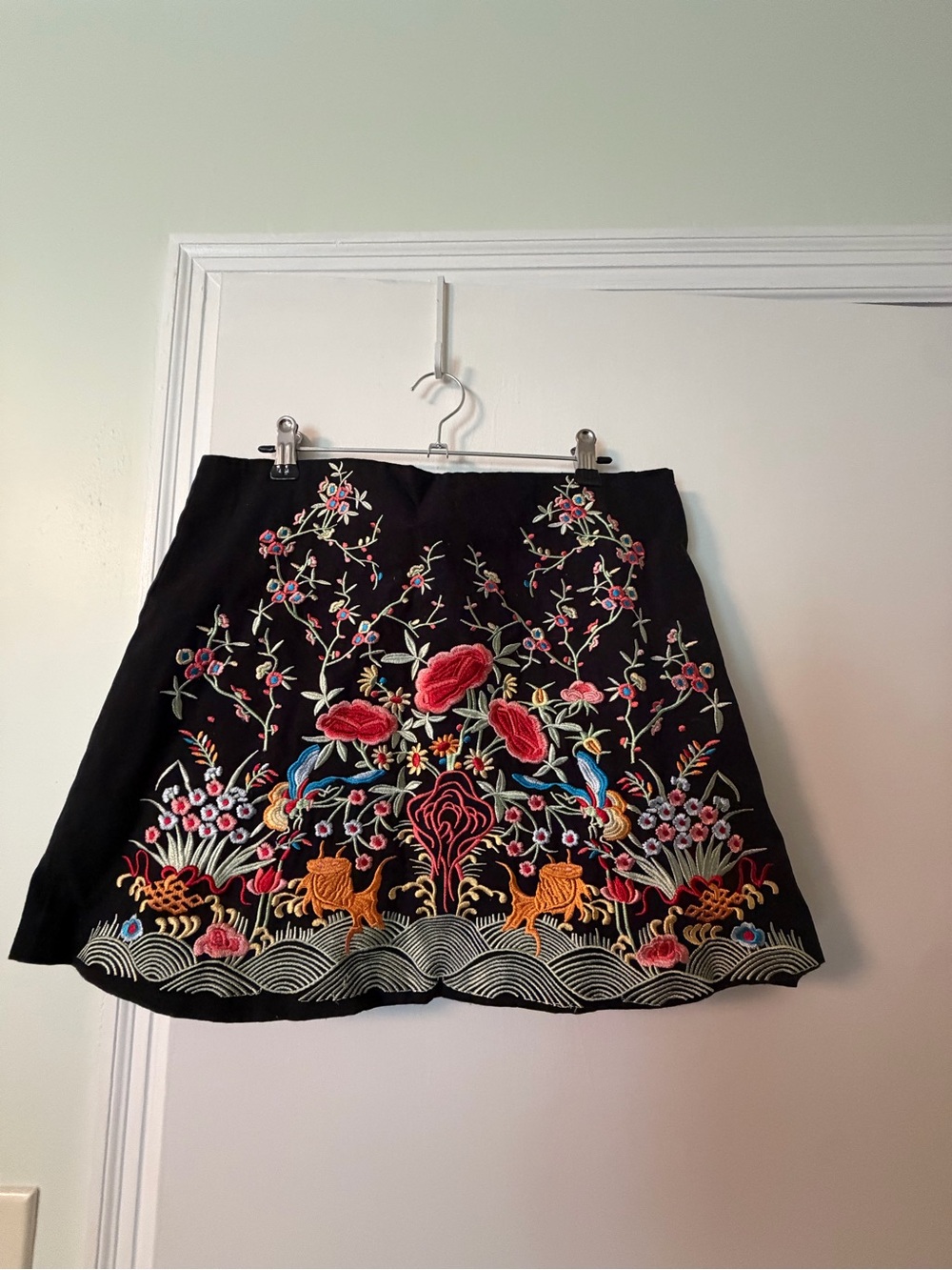 Gorgeous Zara Black Mini Skirt with Embroidered scene